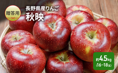 りんご 長野 贈答用 リンゴ 秋映 約4.5kg（16?18玉） 産地直送 ギフト プレゼント 贈答 贈答品 贈り物 フルーツ 果物 デザート あきばえ 秋 旬 信州 長野県 長野県産