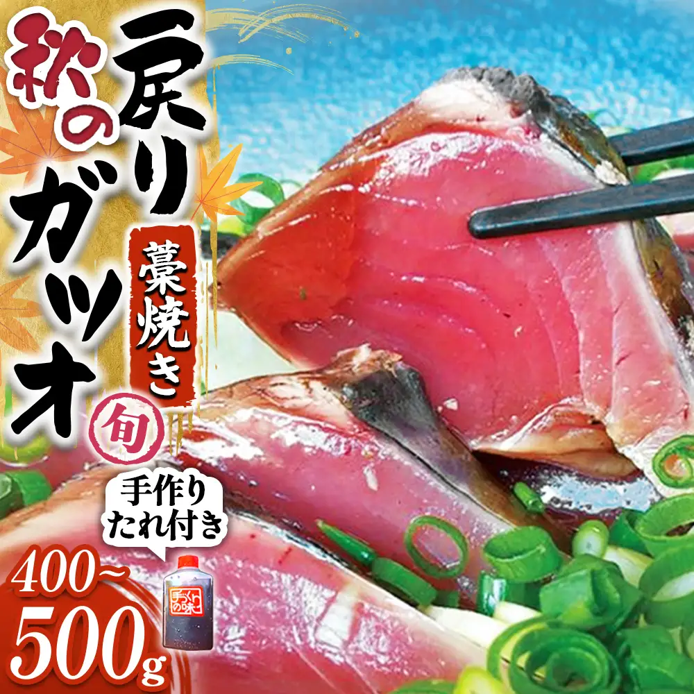 【先行予約】戻りガツオ 鰹のタタキ セット 約4人前（400～500g） 鰹 かつおのたたき 捕れたて発送／Ekd-A03
