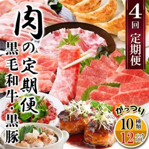 定期便4回配送　肉の定期便 EE-6016_肉 ハム 豚肉   肉 ハンバーグ 牛肉   肉 焼肉 牛肉 やきにく ヤキニク バーベキュー  肉 黒毛和牛 牛肉   肉 しゃぶしゃぶ 豚肉 豚しゃぶ  肉  豚肉   肉 ハンバーグ 豚肉   肉 ソーセージ・ウインナー 豚肉   惣菜・加工品 餃子  ぎょうざ ギョウザ  定期便 定期便  _【配送不可地域：離島】【1491491】