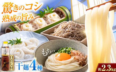 うどん 干麺4種&白だし 充実食べ比べ 麺 うどん[XAM004]