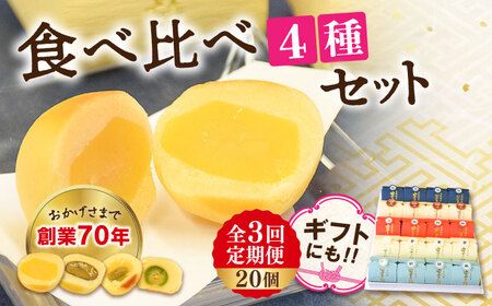 【全3回定期便】3代続く老舗製菓舗の味！お饅頭『安芸の詩』20個セット（栗・渋皮栗・桃・梅） 人気 お菓子 スイーツ 美味しい 和菓子 お土産 ギフト プレゼント  江田島市/長田製菓舗[XAV019]
