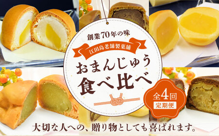 【全4回定期便】未来の自分にご褒美を！毎月違った味が楽しめる！おまんじゅう食べ比べ定期便（全4種） 和菓子 スイーツ おやつ おかし 饅頭 お茶会 江田島市/長田製菓舖[XAV022]