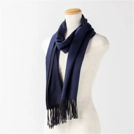 リバーシブル風　カシミヤ100%　マフラー(ネイビーブルー×ブラック)_装飾品・工芸品 マフラー・手袋 服飾小物 _【1491460】