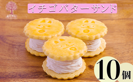 『いちごバターサンド 10個入り』 サクサクビスケット生地に乾燥苺とラズベリーピューレを練りこんだバタークリームをサンド TF0643-P00010