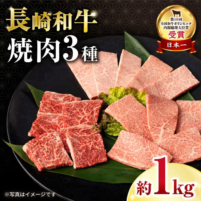 長崎和牛焼肉セット(モモ400g・肩ロース200g・カルビ400g) 計1kg / 牛肉 モモ もも ロース ろーす 肩ロース カルビ かるび 焼肉 焼き肉 小分け / 大村市 / おおむら夢ファームシュシュ[ACAA136]
