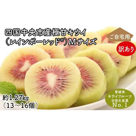 ＜10月下旬以降発送＞【ぽぽ農園】【訳あり・ご自宅用】レインボーレッドキウイ（四国中央市産レインボーレッド） M サイズ 約1.27kg（13個～16個）