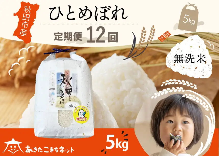 《定期便12ヶ月》ひとめぼれ 5kg 【無洗米】秋田市産