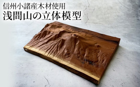 信州小諸産の木を使った浅間山の立体模型 