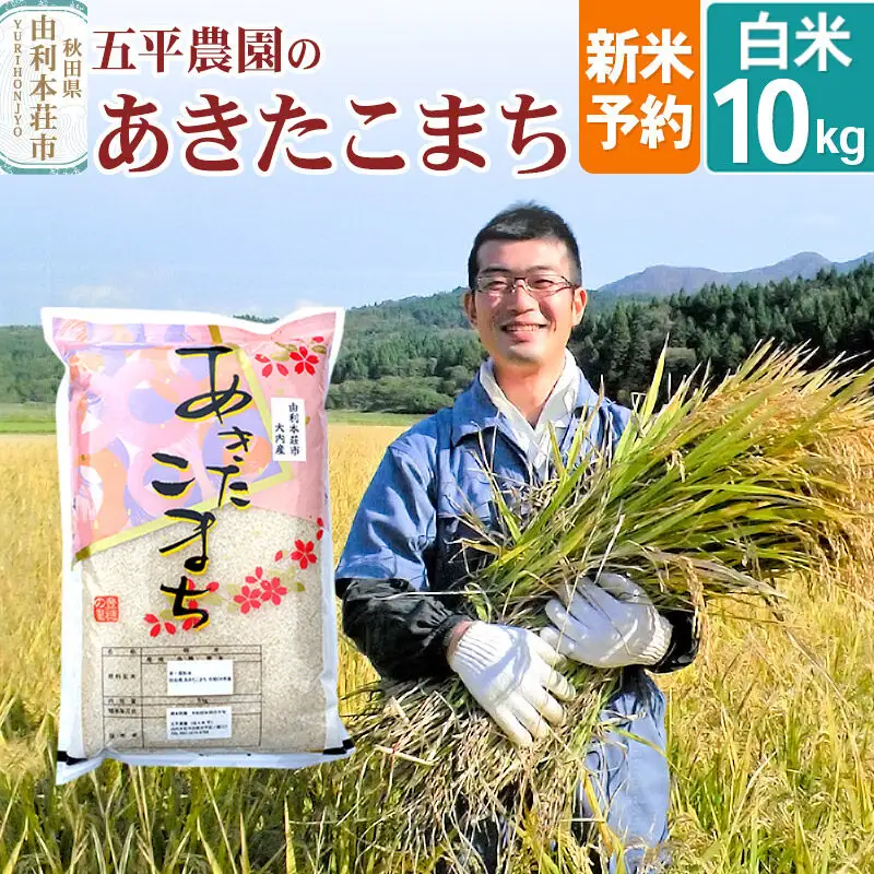 《令和8年産 新米受付》【白米】あきたこまち10kg 秋田県産 五平農園のあきたこまち《12月上旬～12月下旬発送予定》