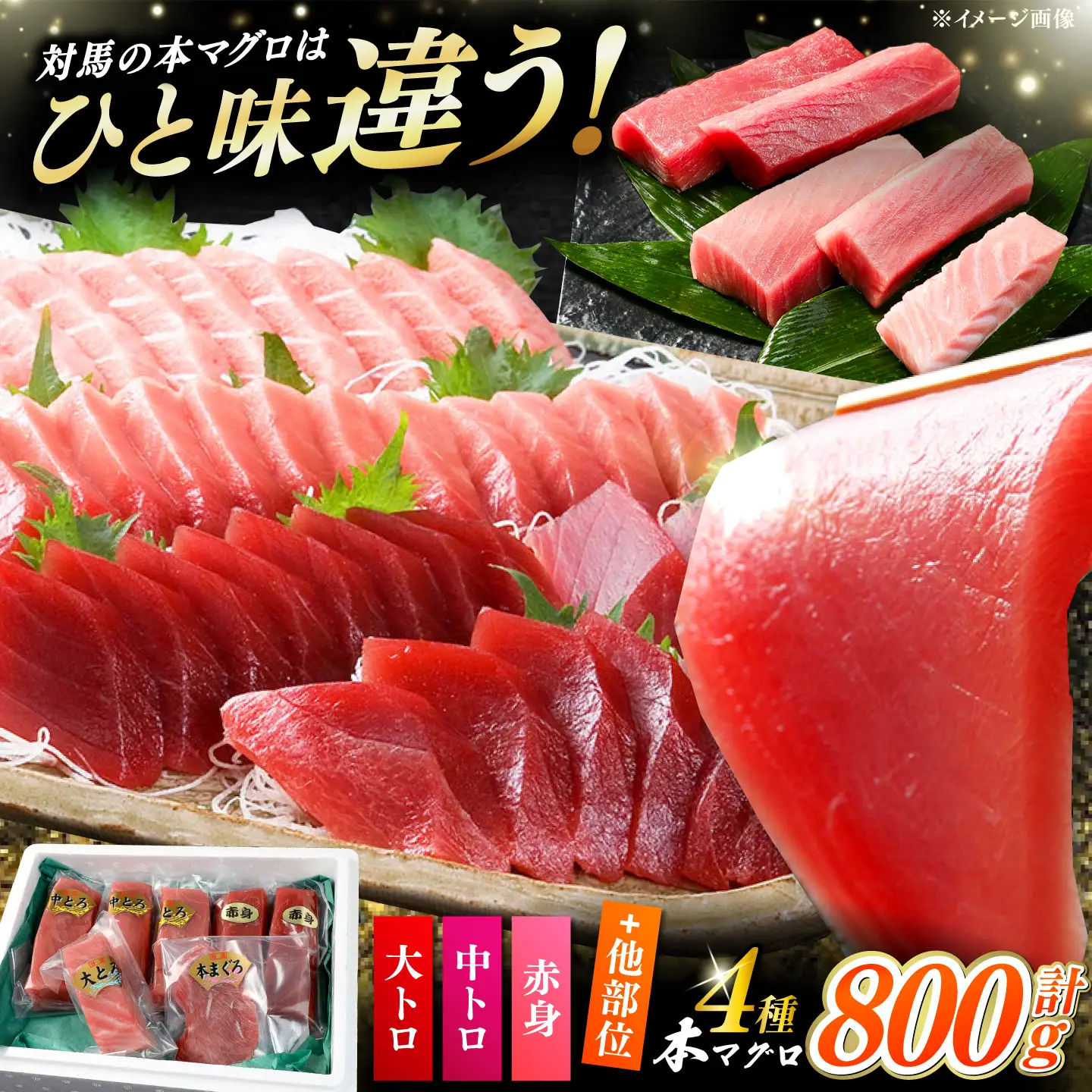 対馬産 生 本マグロ 800g （赤身、中トロ、大トロ） [WAH026] 中トロ 大トロ まぐろ マグロ 鮪