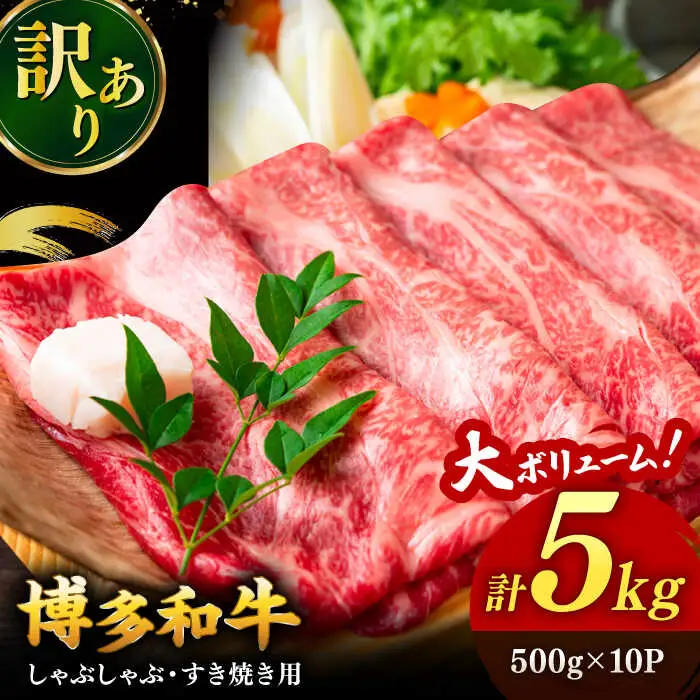 【 訳あり 】 博多和牛 しゃぶしゃぶ すき焼き 用 5kg (500g×10p) 桂川町/株式会社 MEAT PLUS [ADAQ027] 九州 国産 牛肉 和牛 しゃぶしゃぶ すき焼き ロース もも うで 支援品 支援