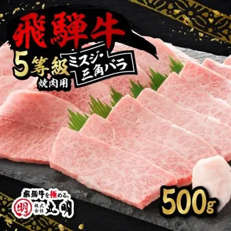 飛騨牛5等級　ミスジ・三角バラ　焼肉用　500g【配送不可地域：離島】【1043501】