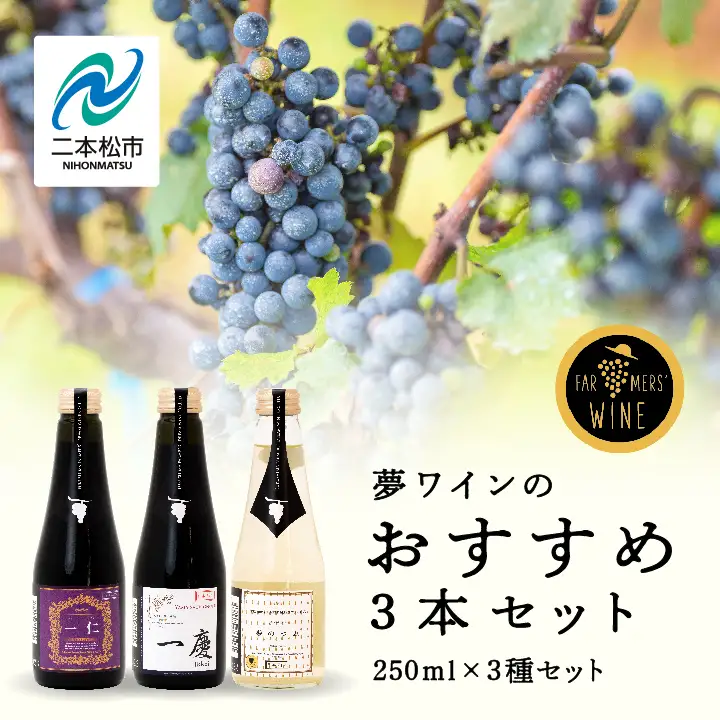 ワイン 夢ワインのおすすめ3本セット 250ml×3本 【ふくしま農家の夢ワイン株式会社】