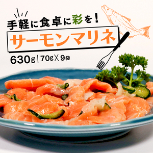 サーモンのマリネ 630g 70g×9袋 鮭 サーモン さけ 刺し身 刺身 おさしみ マリネ おつまみ お酒 酒 魚 海鮮 魚貝類 魚介類 簡単 惣菜 岩手県 大船渡市