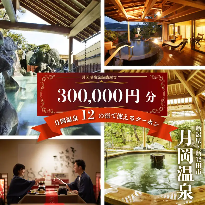 月岡温泉旅館 感謝券 (計300,000円分) 【もっと美人になれる温泉】 新潟県 新発田市 A01_100