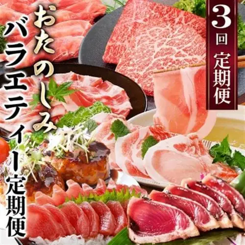 定期便(3回配送)　お楽しみバラエティー定期便 LL-6017_肉 ハンバーグ 牛肉   肉 ステーキ 牛肉 ビーフステーキ  肉 焼肉 牛肉 やきにく ヤキニク バーベキュー  肉 しゃぶしゃぶ 豚肉 豚しゃぶ  肉  豚肉   肉 ハンバーグ 豚肉   魚介・海産物 カツオ 鮮魚 かつお 鰹  魚介・海産物 マグロ 鮮魚 まぐろ 鮪  定期便 定期便  _【配送不可地域：離島】【1499420】