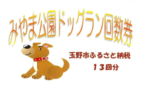 みやま公園 ドッグラン 回数券 13回分 チケット 体験 岡山県 玉野市 