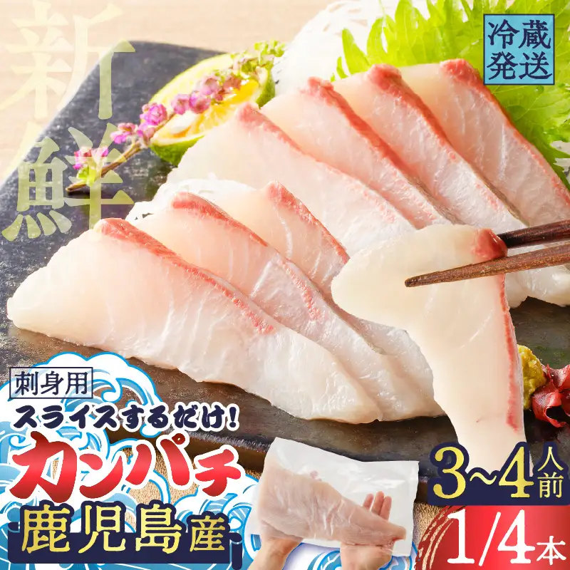 鹿児島産 スライスするだけ！カンパチ刺身用 1/4本 3～4人前 K100-006 魚