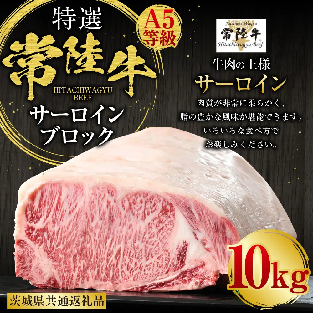 【特選】常陸牛（ひたちぎゅう）A5等級 サーロインブロック 10kg（茨城県共通返礼品 茨城県産）