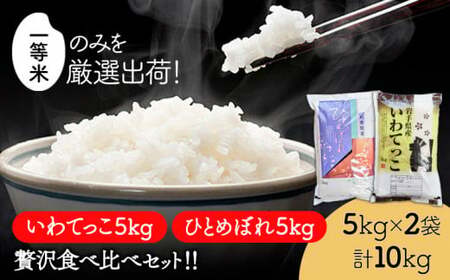 いわてっこ 5kg ひとめぼれ 5kg 贅沢食べ比べセット《30日以内に出荷予定(土日祝除く)》 岩手県 九戸村 一等米 白米 米 精米 10kg