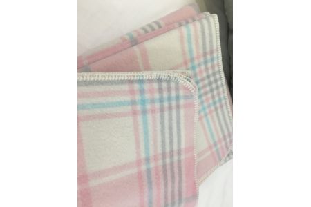 ウール100%毛布 同色2枚 チェック「ピンク／シングル」[0175]