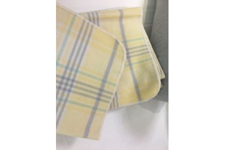 ウール100%毛布 同色2枚 チェック「イエロー／シングル」[0176]