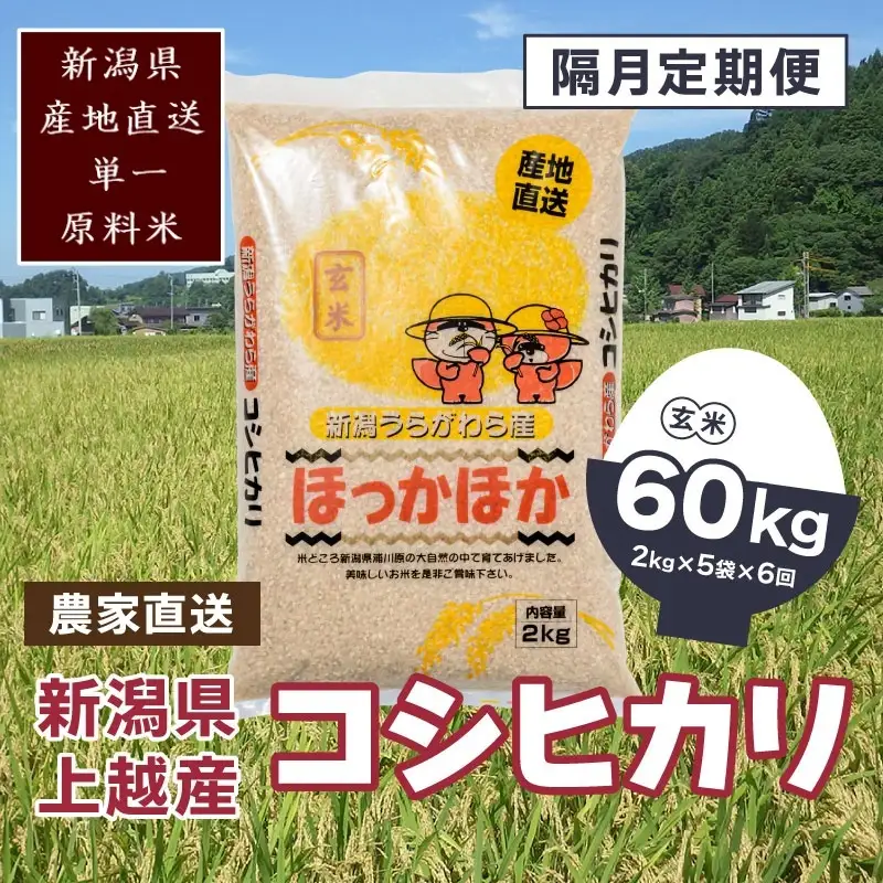 【2ヵ月毎定期便・全6回】極上の雪国米 コシヒカリ 玄米 2kg×5 コシヒカリ