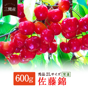 三関産さくらんぼ「佐藤錦」600g 秀2L さくらんぼ 秋田県産 小分け さくらんぼ 佐藤錦 さくらんぼ バラ詰め さくらんぼ フルーツ さくらんぼ【奥山果樹園】[B67-7801]
