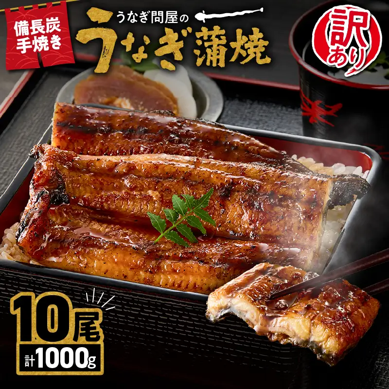 2423 【 期間限定 】 訳あり 備長炭手焼き うなぎ蒲焼 10尾 1,000g KN029-002-02 魚 冷凍 鰻
