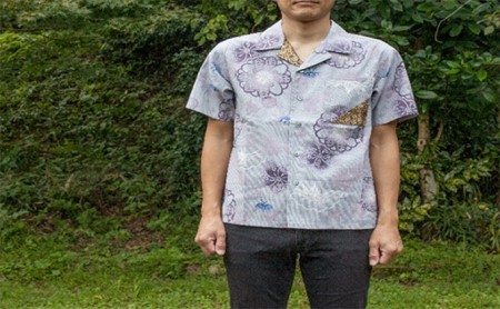 島田帯シャツ（松竹梅と菊柄）LL ファッション 服 男性 メンズ 