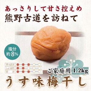 紀州南高梅 うす味梅 1.2kg ご家庭用 【US17】【uts023】