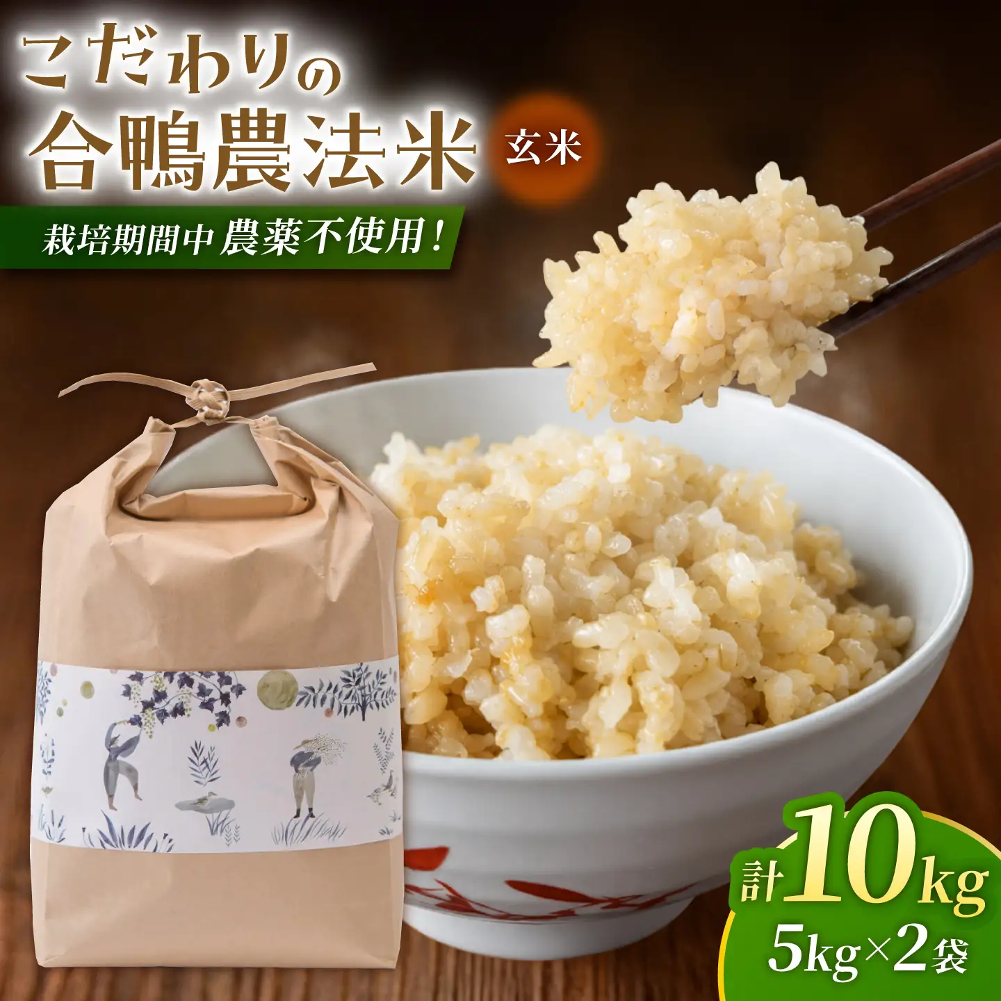 〈令和7年度産米〉 合鴨農法玄米 5kg×2 計10kg 【あいがもん倶楽部】 令和7年産 [ZAR029]