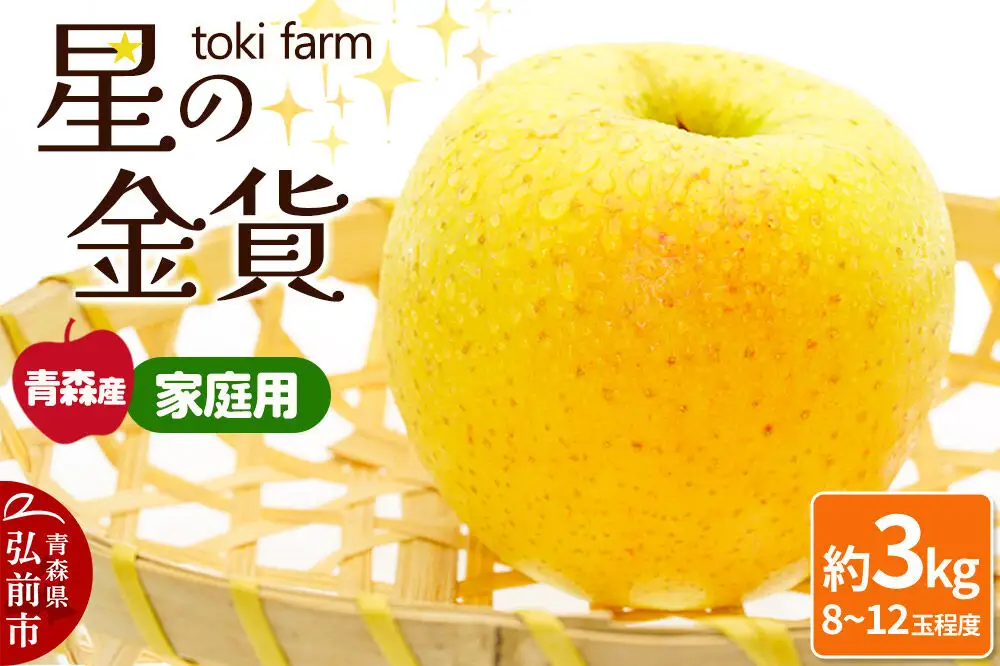 【26年11月発送】りんご 星の金貨 約3kg（8～12玉程度）家庭用 toki farm