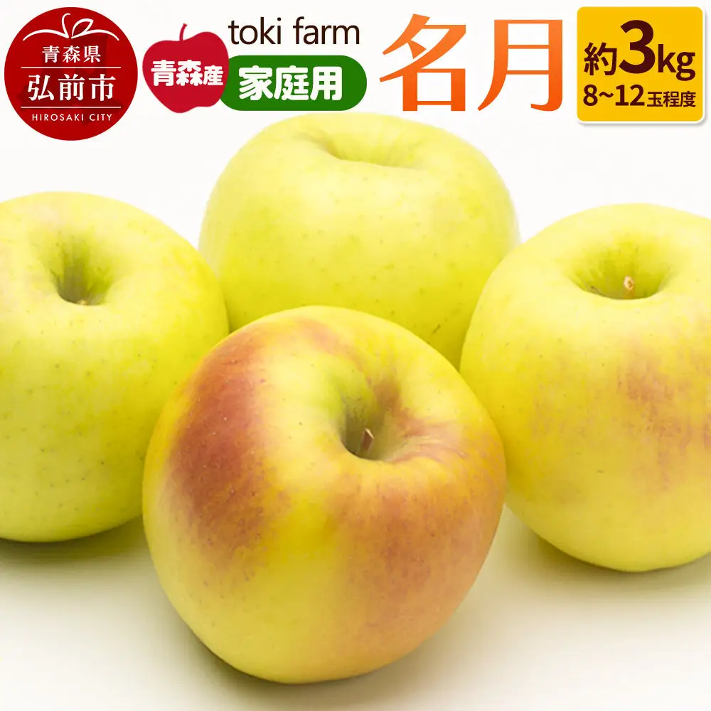 【26年10月下旬～クール便発送】りんご 名月 約3kg（8～12玉程度）家庭用 toki farm