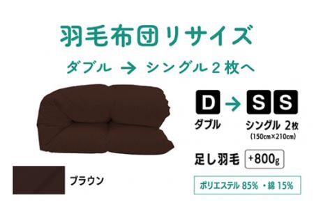  【 ブラウン 】ダブル1枚→シングル2枚 リサイズ / ポリエステル混綿  |  寝具 布団 （株）livearth