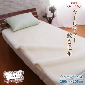 ご家庭で洗える ムートン調 ウールシーツ クイーンサイズ 160cm幅(毛羽部分 ウール100%) [0210]