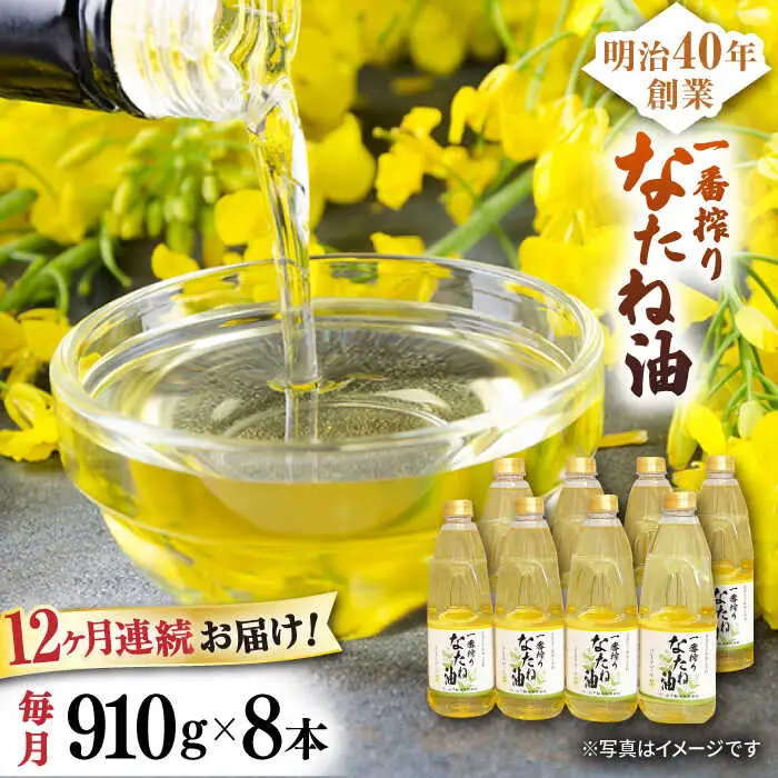 【定期便】 なたね油 910g×8本 NBE121 なたね油 全12回