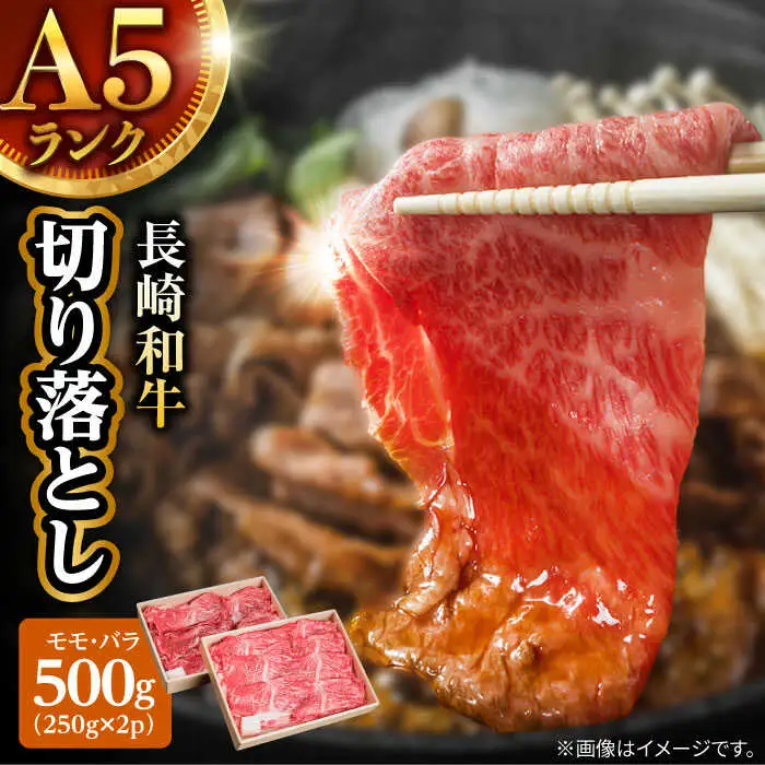 長崎和牛 A5 赤身 切り落とし(モモ・バラ) 500g(250g×2) / 牛肉 和牛 モモ もも バラ バラ肉 すき焼き A5ランク 小間切れ / 諫早市 / 野中精肉店 [AHCW011]