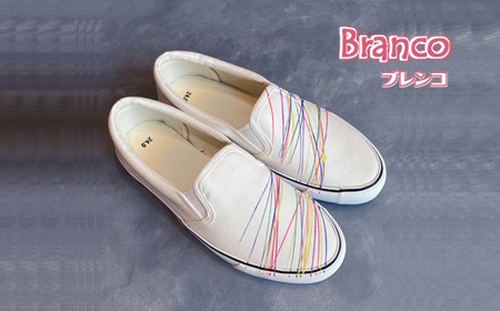 手描きスニーカー「Branco（ブレンコ）」白地 ワイズ 2E 22.0～28.0cm ハンドペイント レディース メンズ カジュアルシューズ おすすめ おしゃれ 大人かわいい オリジナル
