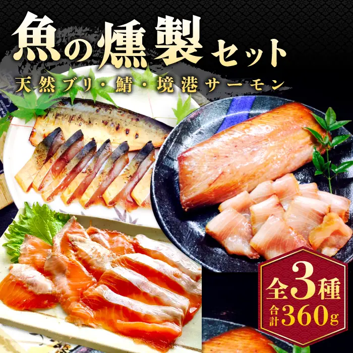 3種の魚燻製セット（天然ブリ・鯖・境港サーモン）【燻製 鮮魚 一夜干し スモーク半生レア 晩酌 おつまみ 食べ比べ 贈り物 ギフト ご自宅用 鳥取 ご当地 冷凍】