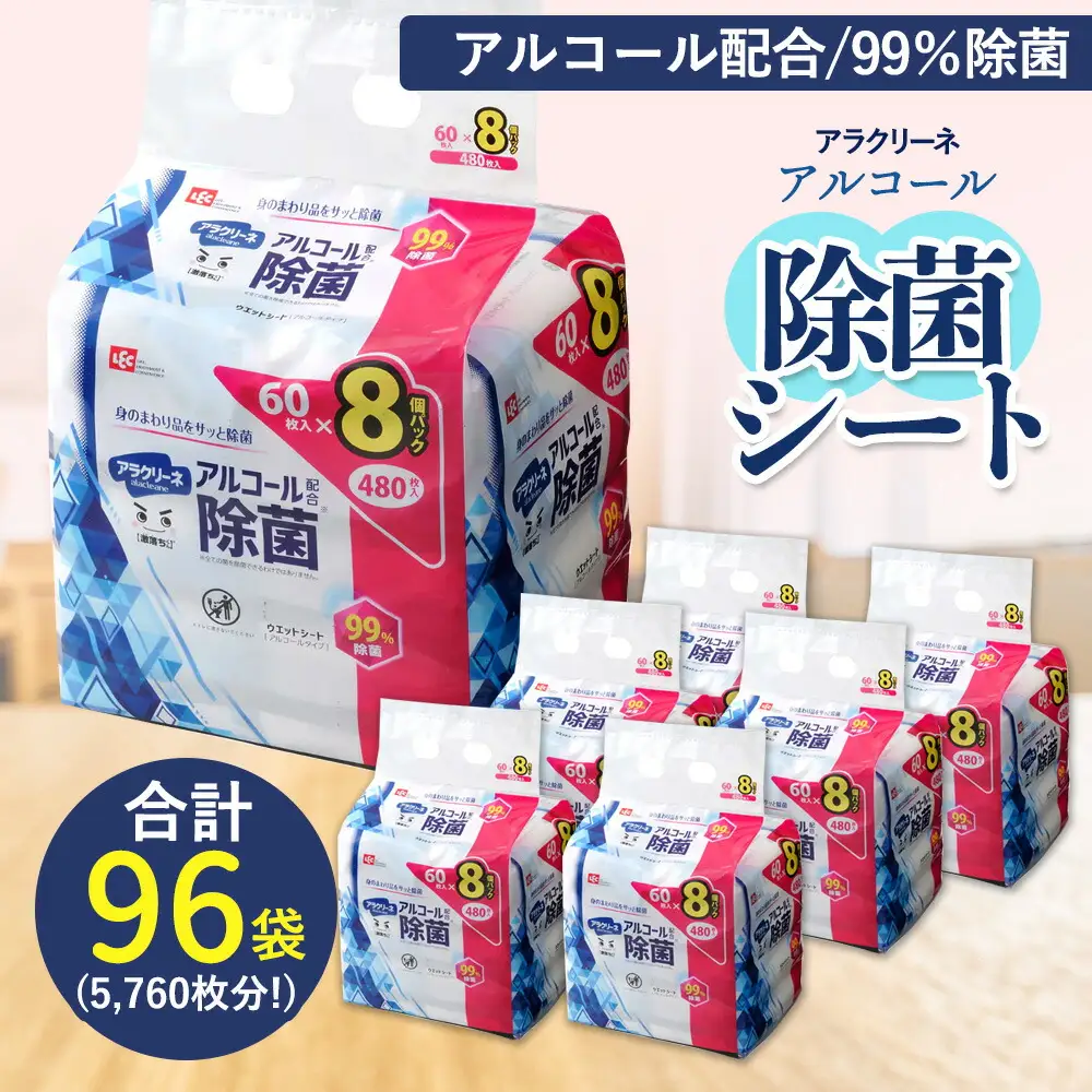 アラクリーネ アルコール除菌シート (60枚×8P)×6袋×2