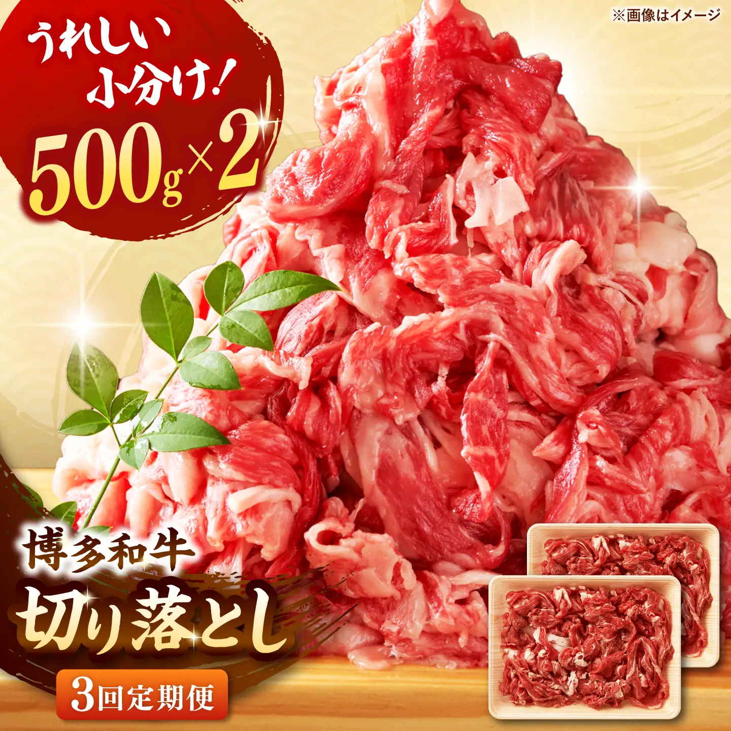 【全3回定期便】【たっぷり大容量！】博多和牛 切り落とし 1000g(500ｇ×2Ｐ）桂川町/株式会社 MEAT PLUS [ADAQ014] 博多和牛 肉 牛肉 切り落とし 牛切り落とし 冷凍 定期便