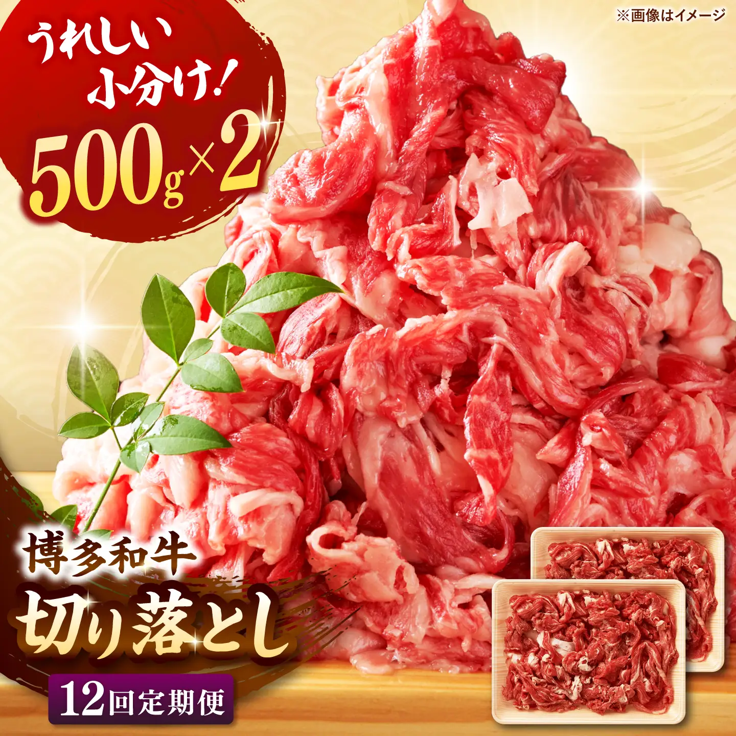 【全12回定期便】博多和牛 切り落とし 500g×2P [ADAQ016]  牛肉 切り落とし 定期便