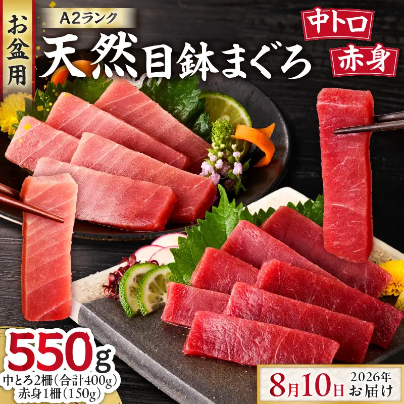 【お盆用】天然目鉢鮪 中とろ2柵・赤身1柵＜A2ランク＞（2026年8月10日にお届け） M005-005 目鉢鮪 鮪 まぐろ