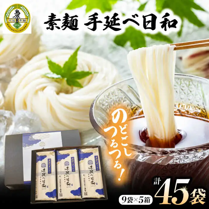 手延べ日和 そうめん 250g×9袋 5箱セット / そうめん 乾麺 麺 手延べ 素麺  長期保存 保存食 特産品 ギフト プレゼント 贈答用 家庭用 業務用/ 南島原市 / 舘製麺所 [SCE008]