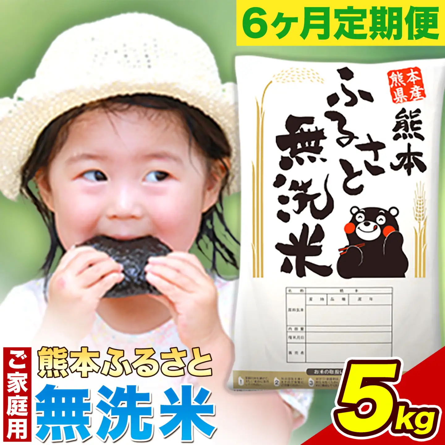【6ヶ月定期便】熊本ふるさと無洗米 5kg 《お申し込みの翌月から出荷》