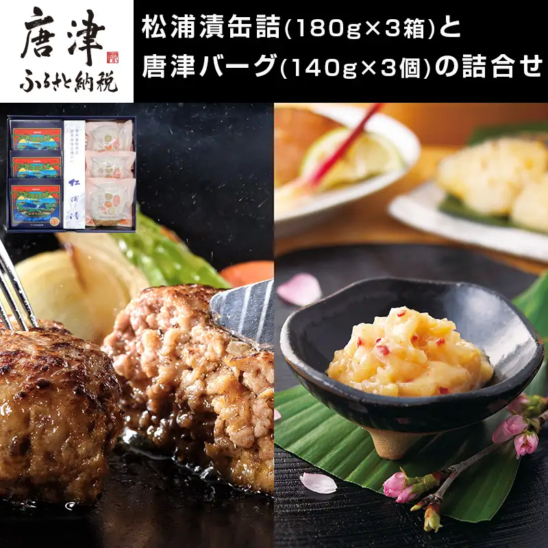 松浦漬小箱(180g×3箱)と唐津バーグ(140g×3個)の詰合せ ハンバーグ