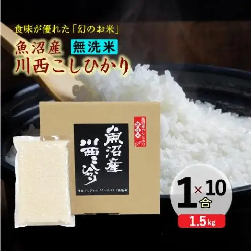 令和８年産米　先行予約【無洗米】魚沼産川西こしひかり1合×10袋 ＜令和8年10月下旬～発送予定＞