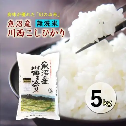 令和８年産米　先行予約【無洗米】魚沼産川西こしひかり5kg＜令和8年10月下旬～発送予定＞