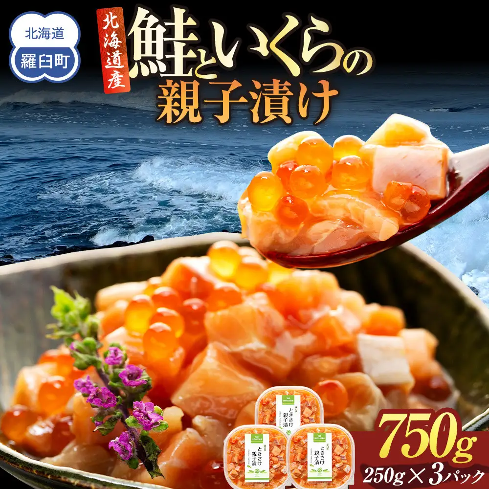 【2027年2月発送】鮭といくらの親子漬け 750g （250g × 3パック）｜いくら　北海道